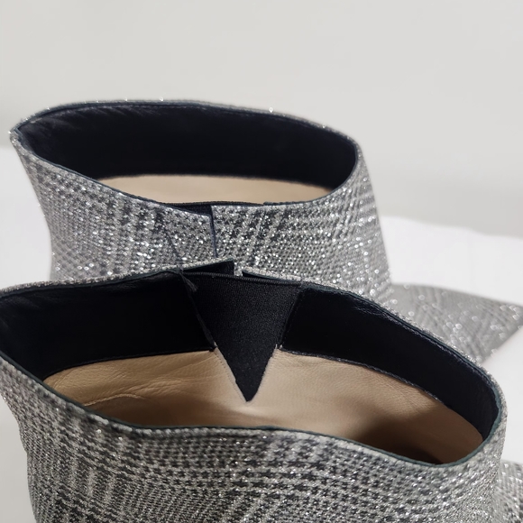 Jimmy Choo Marinda 65 Glitter Silver Plaid Print Ankle boots Size 41 - Picture 7 of 12